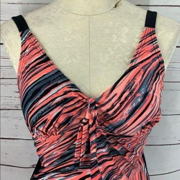 Attraco Knotted Front Salmon Coral Tankini Swimsuit Size Medium - Picture 5 of 8